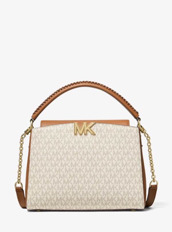 Damske Satchel Taske Michael Kors Karlie Medium Logo Hnedožltý Hnede - Kabelky Michael Kors Levně | IARWB-3691